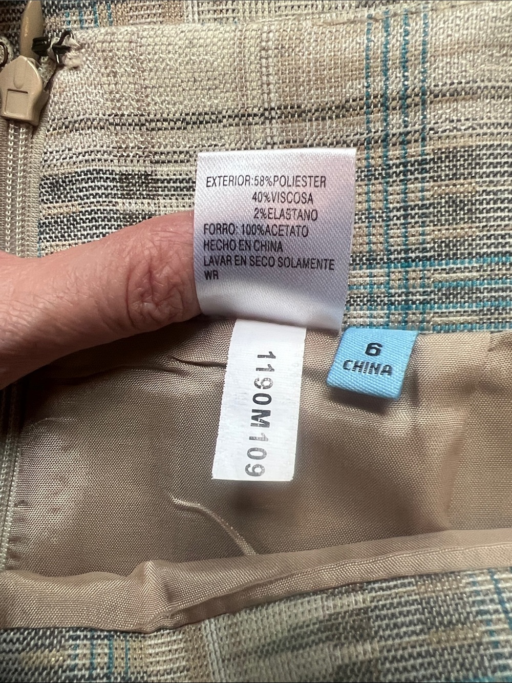 Antonio Melani Sz 6 Beige/Blue Pencil Skirt Career Work Business Academia Preppy - Picture 7 of 9